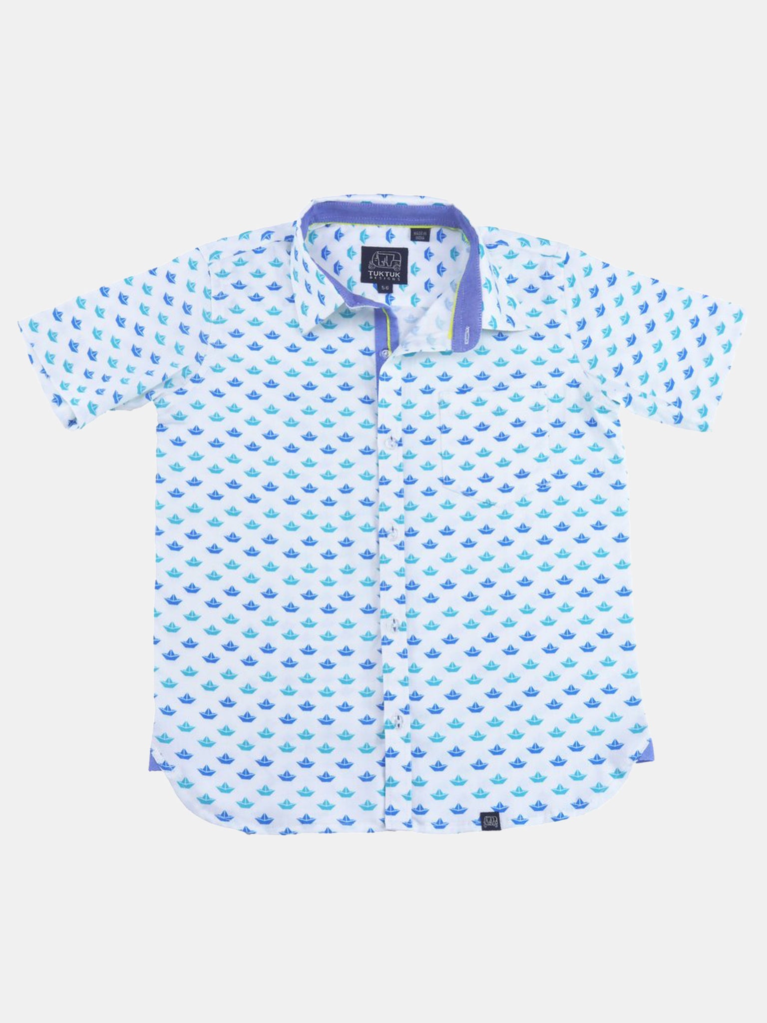 Tuk Tuk Designs Boys' Origami Sailboats Shirt - Saint Bernard