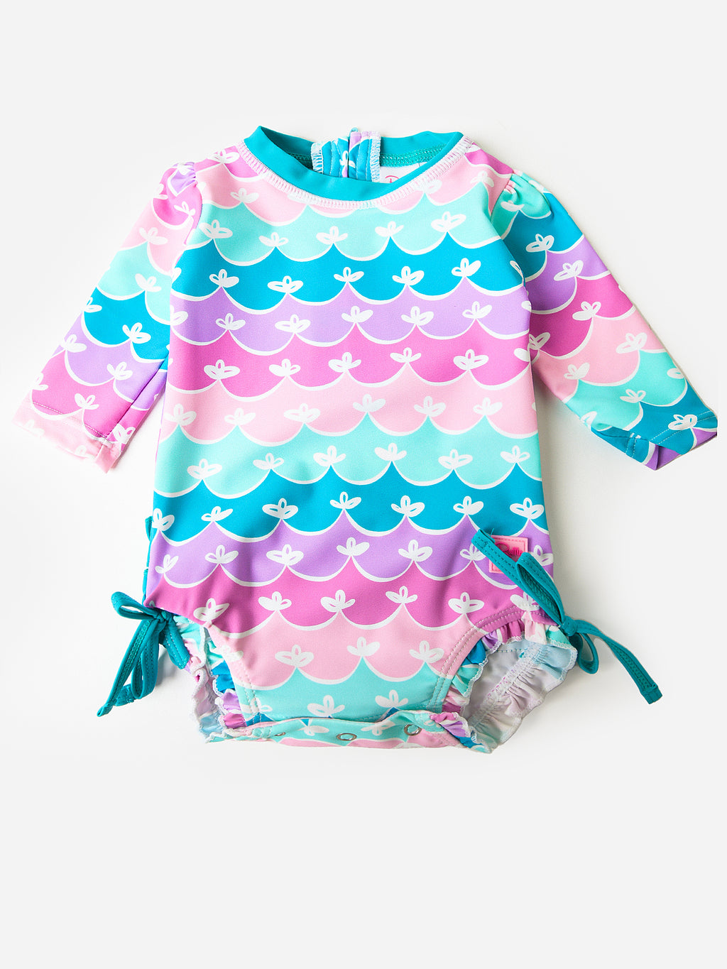Rufflebutts Baby Girls' Long Sleeve Onesie Rash Guard - Saint Bernard