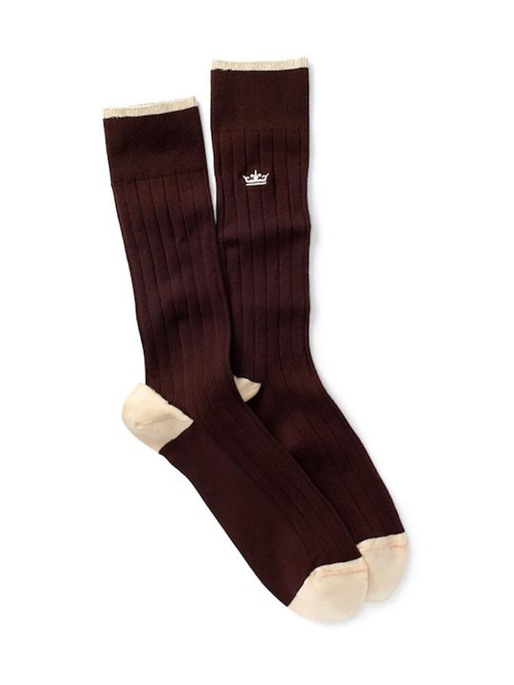 Peter Millar Crown Men's Crown Ribbed Solid Dress Sock - Saint Bernard