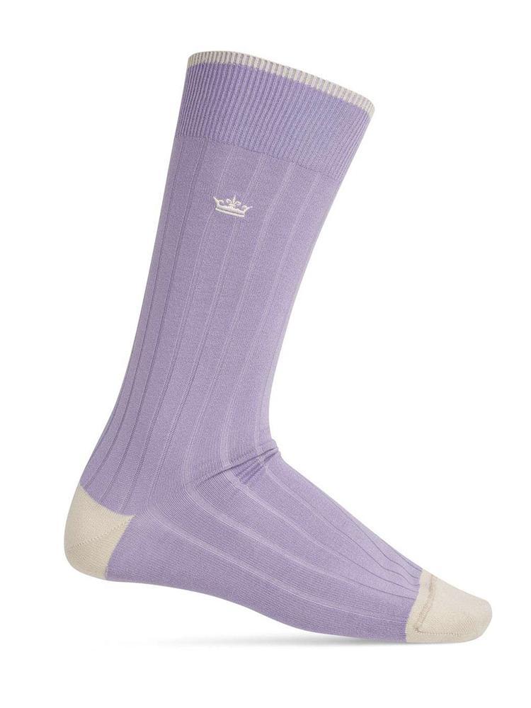 Peter Millar Crown Men's Crown Ribbed Solid Dress Sock - Saint Bernard