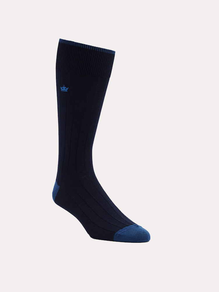 Peter Millar Crown Men's Crown Ribbed Solid Dress Sock - Saint Bernard