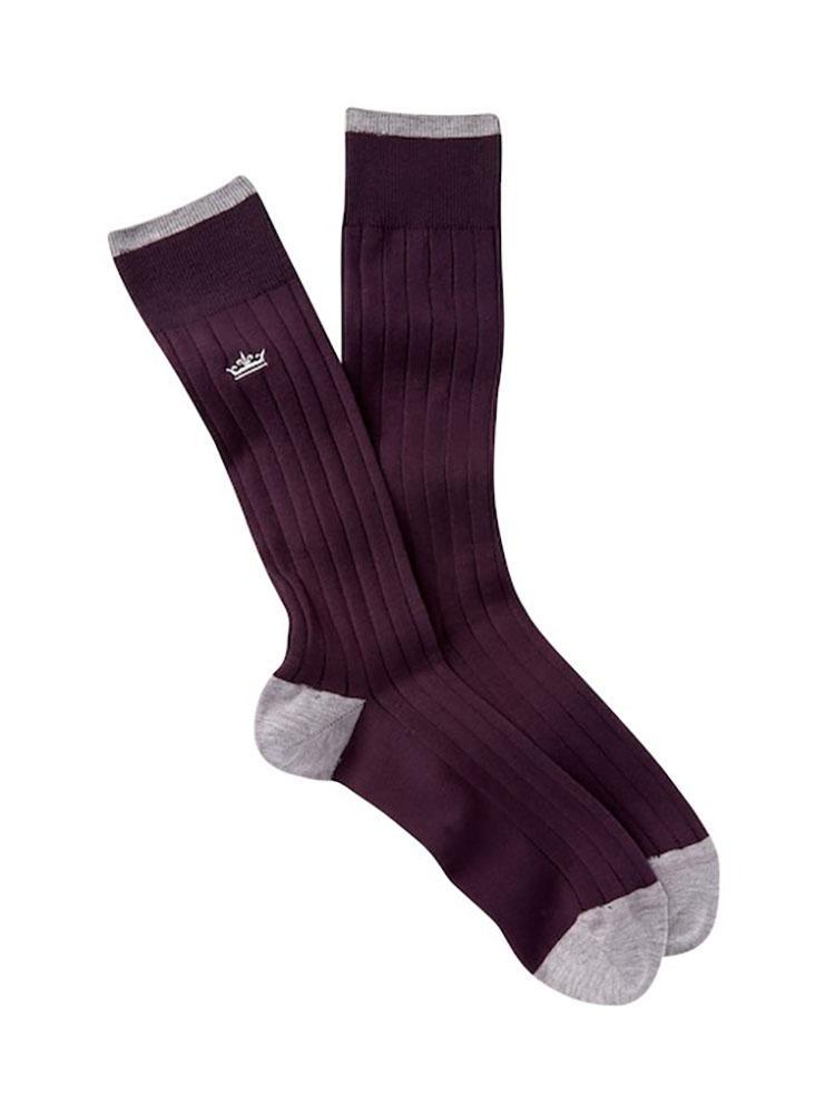 Peter Millar Crown Men's Crown Ribbed Solid Dress Sock - Saint Bernard
