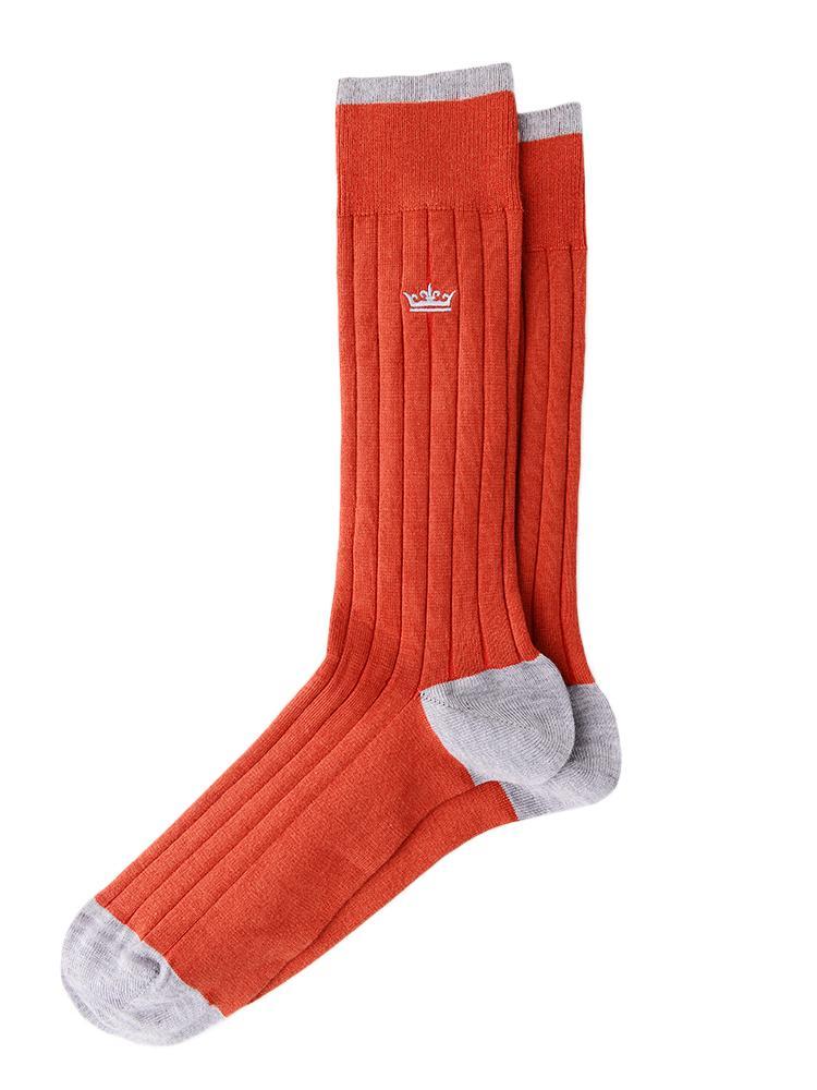 Peter Millar Crown Men's Crown Ribbed Solid Dress Sock - Saint Bernard