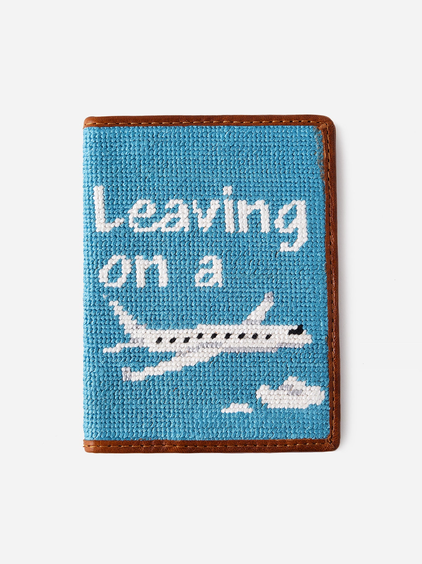 Smathers & Branson Leaving On A Plane Needlepoint Passport Case