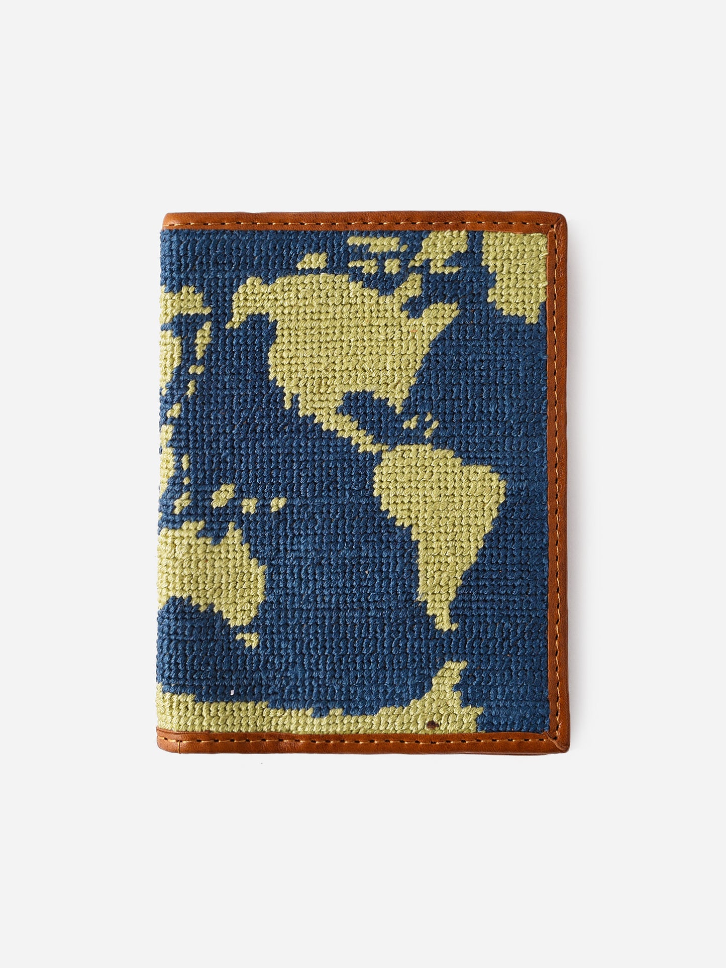Smathers & Branson World Map Needlepoint Passport Case