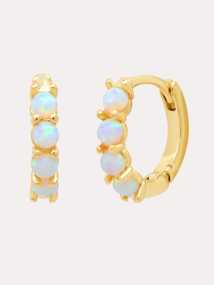 TAI Jewelry Gold Huggie with Pearls Earring