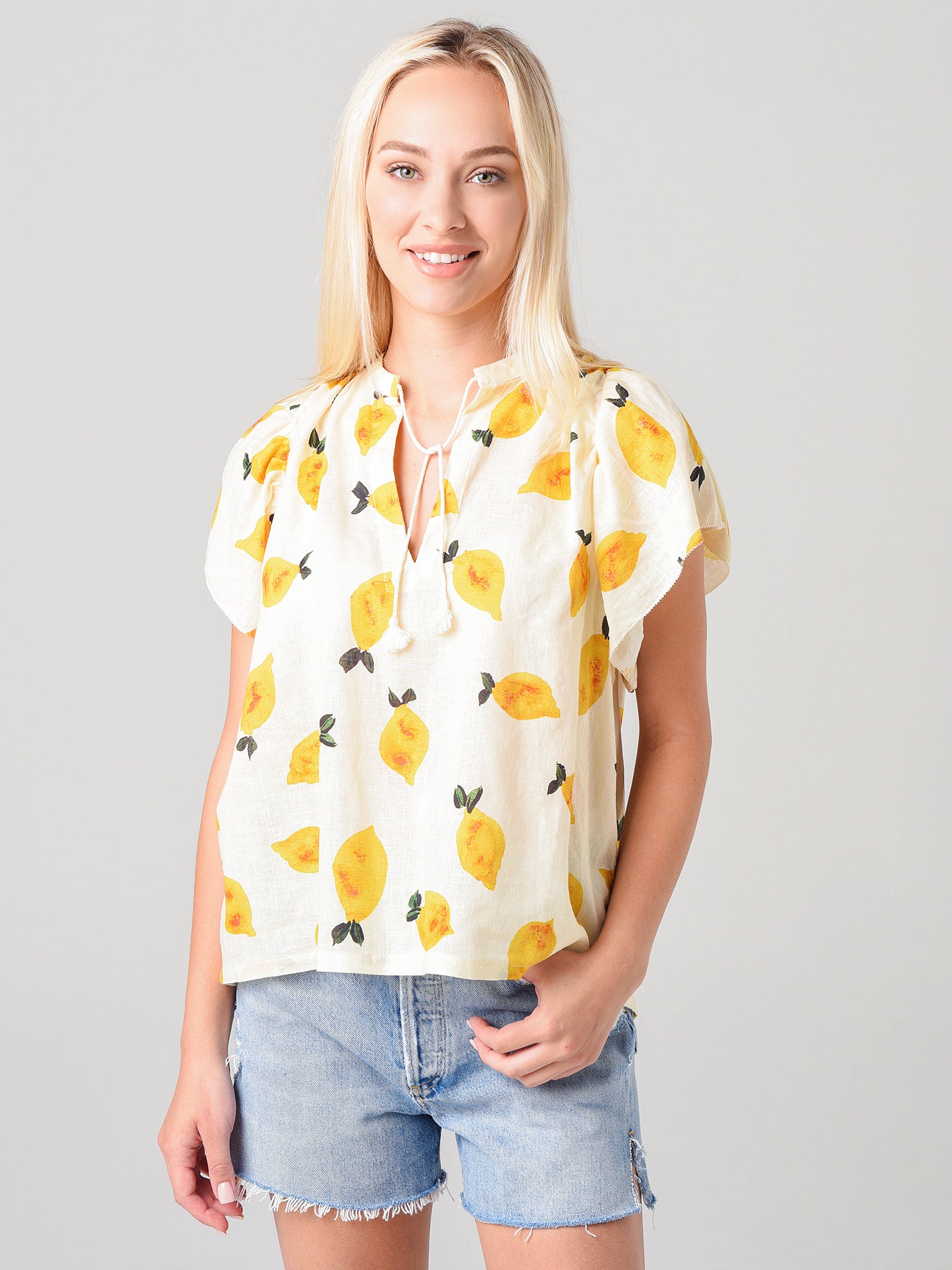 Trovata Women's Brett Short-Sleeve Bohemian Blouse - Saint Bernard