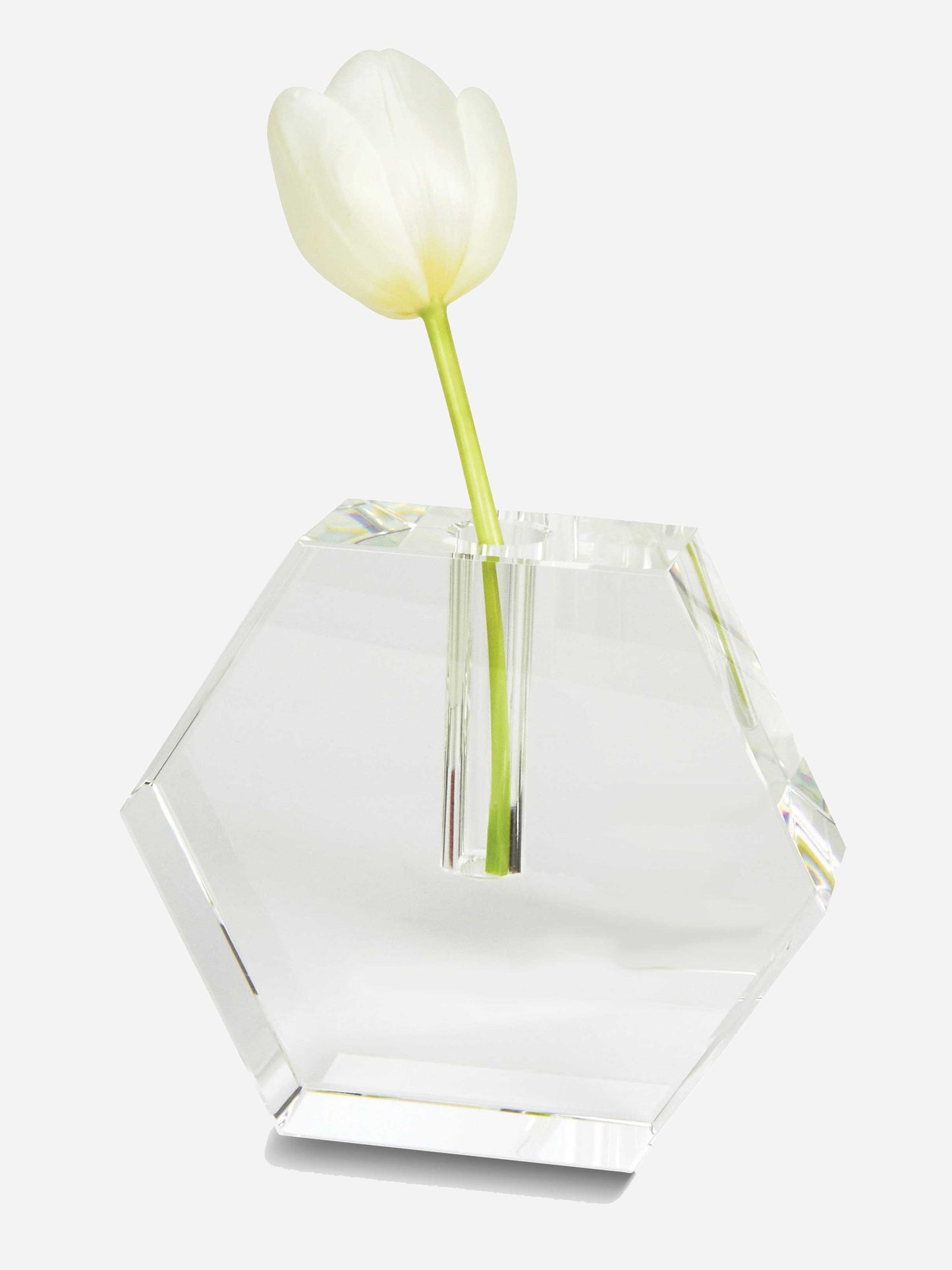 TIZO Small Crystal Hexagon Flat Bud Vase