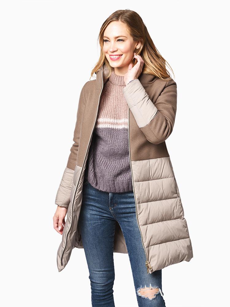 Herno Women’s Woven Half Coat with Hood - Saint Bernard