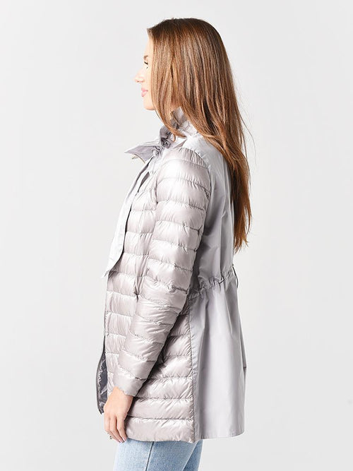 Herno Women's Nylon Long Sleeve Mid-Length Jacket With Cinched Taffeta Back