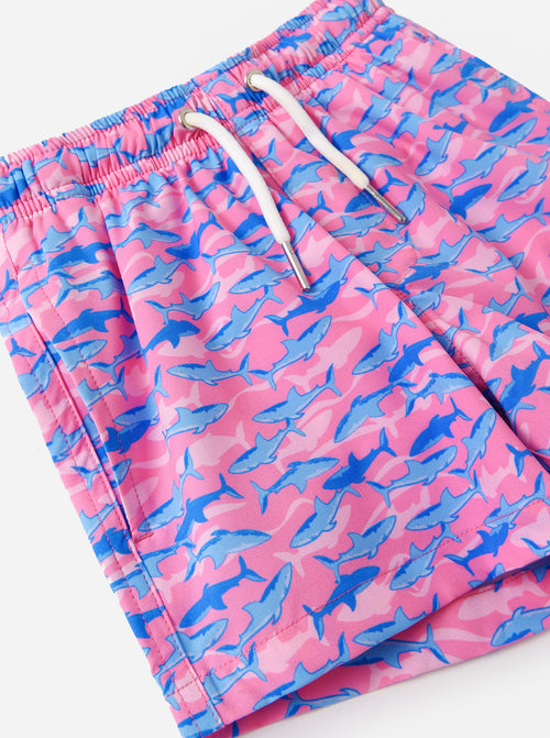 Bermies Boys' Pink Shark Swim Trunk