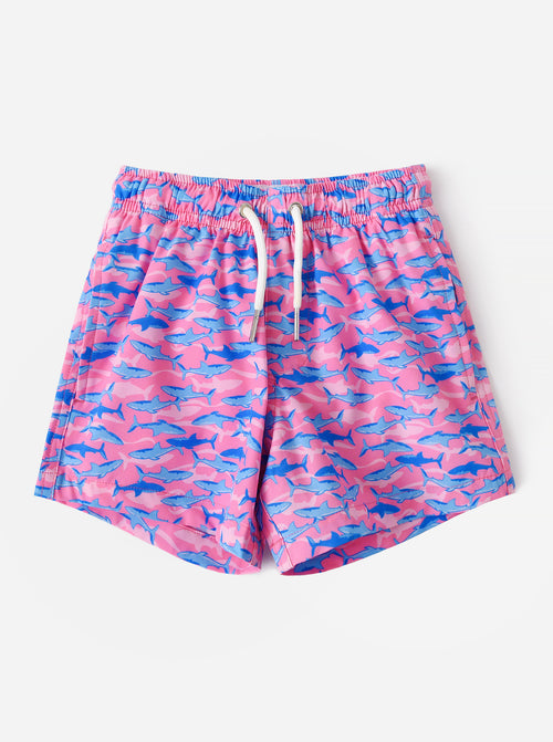 Bermies Boys' Pink Shark Swim Trunk