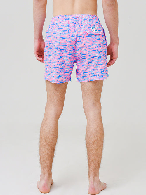 Bermies Men's Pink Shark Swim Trunk