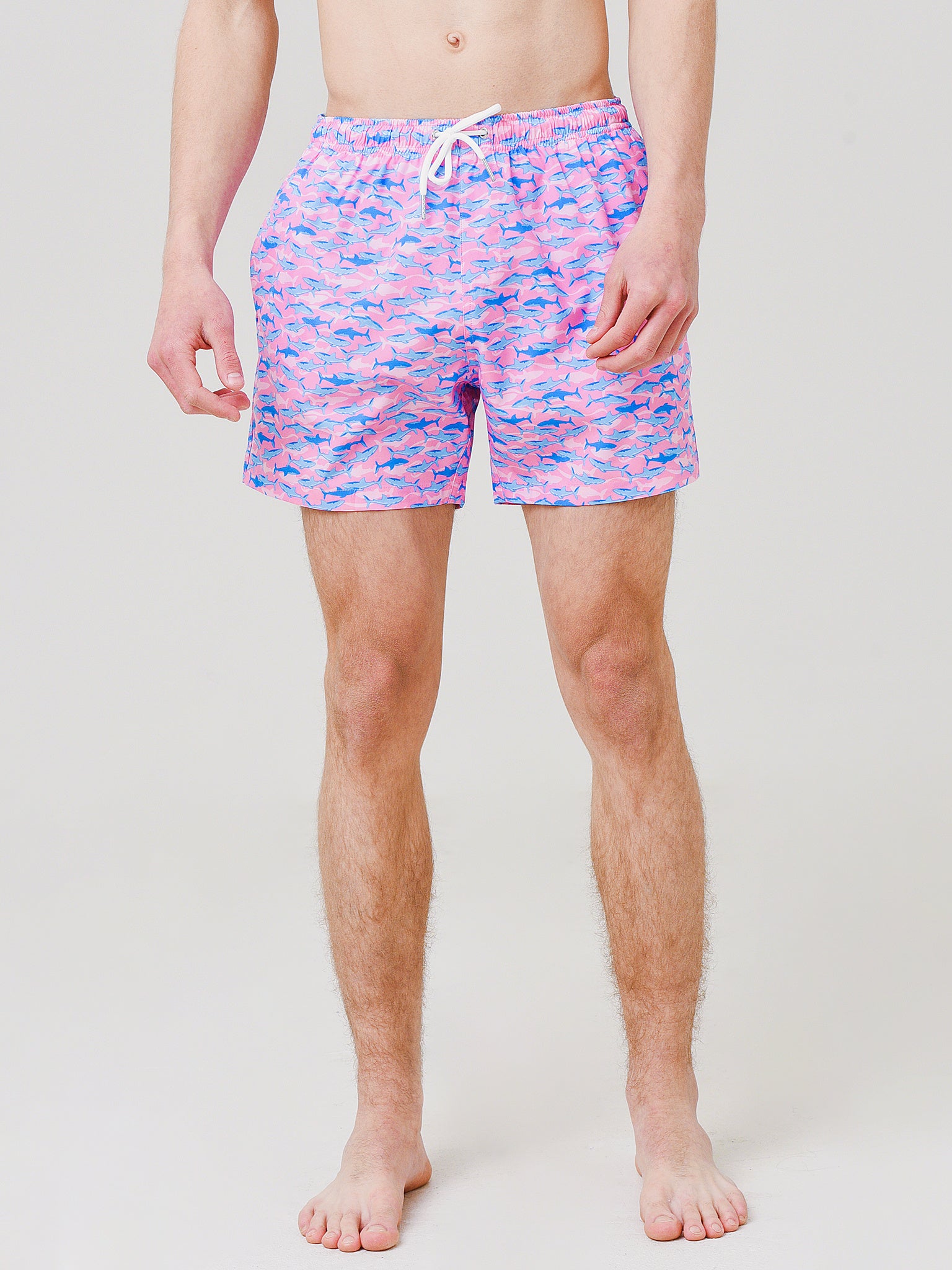 Bermies Men's Pink Shark Swim Trunk - Saint Bernard