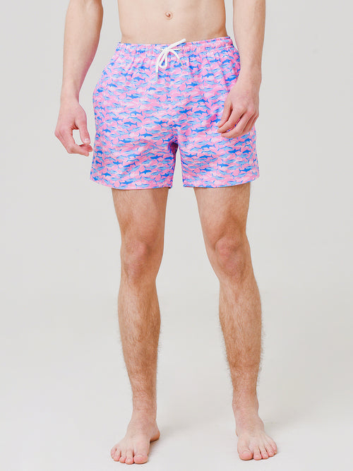 Bermies Men's Pink Shark Swim Trunk