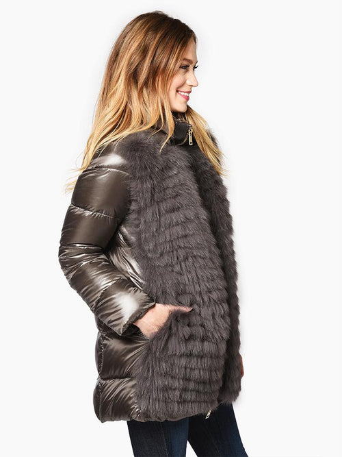 Herno Women’s Woven Half Coat with Fur