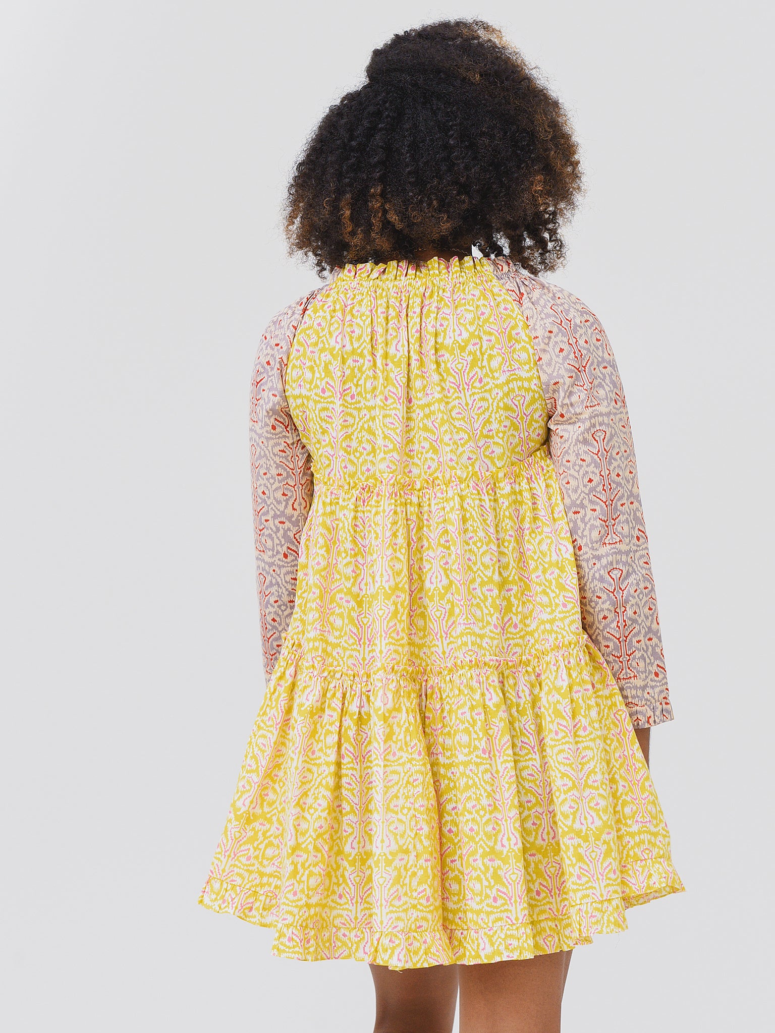 POPPY MINI DRESSxYELLOWVINEPRINT-alt3