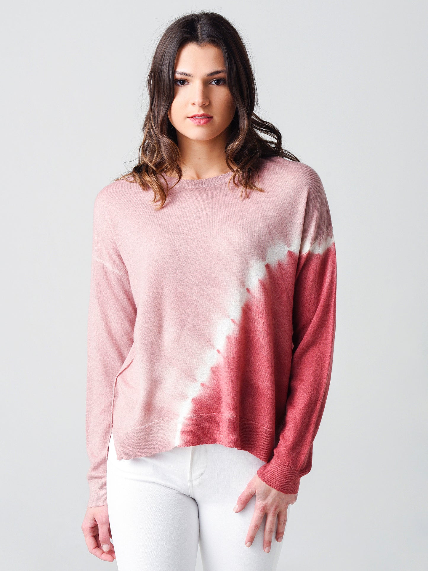 Sundry Women's Tie-Dye Crew Neck Pullover Sweater - Saint Bernard