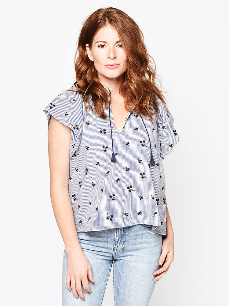Trovata Brett Short Sleeve Bohemian Blouse - Saint Bernard
