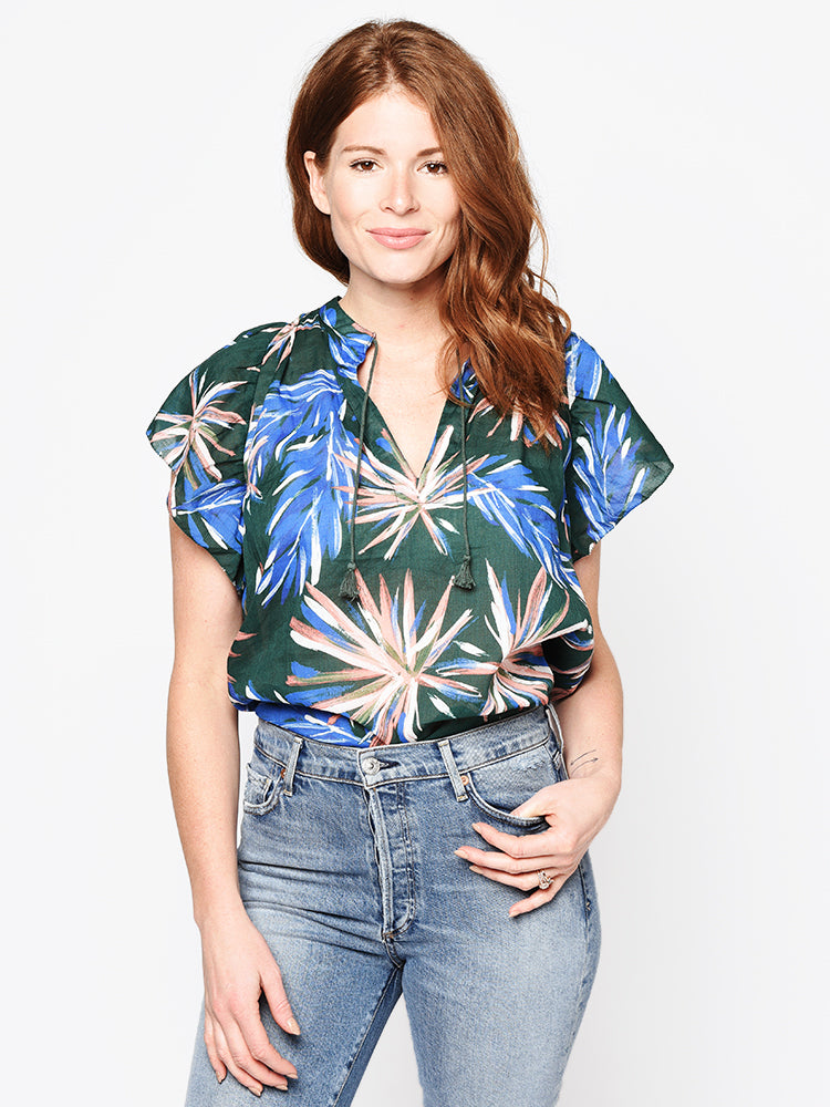 Trovata Brett Short Sleeve Bohemian Blouse - Saint Bernard
