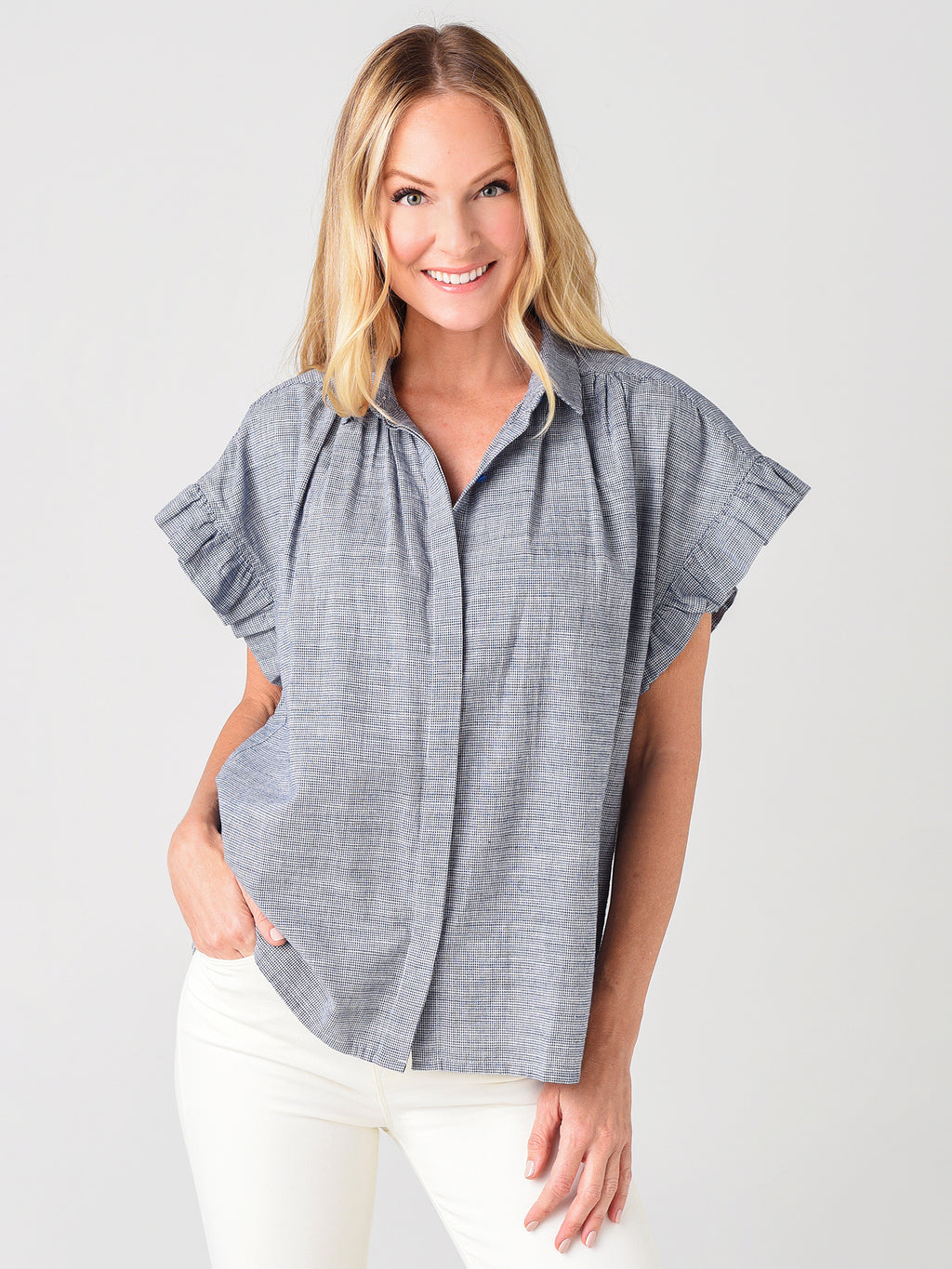 Trovata Women's Marianne Ruffle Shirt - Saint Bernard