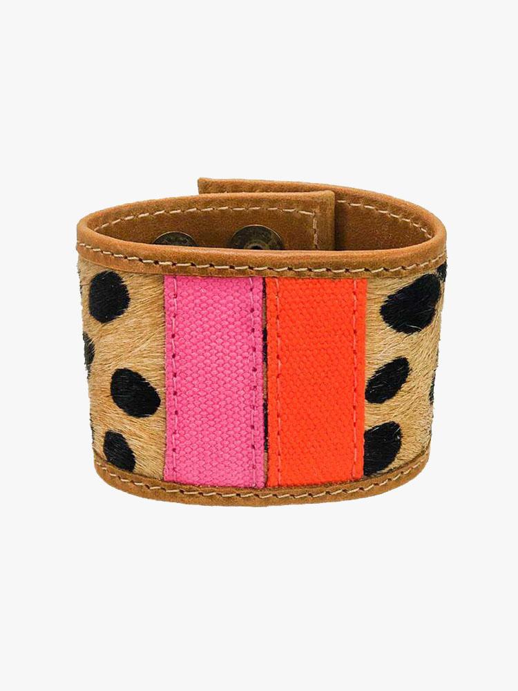 Parker Thatch Cuff-Pink and Orange and Leopard XLarge - Saint Bernard