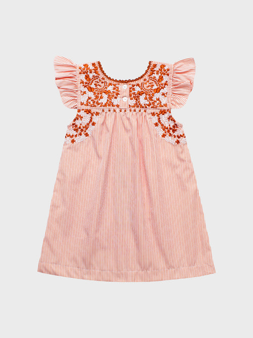 Six Honeybees Girls' Flutter Sleeve Puebla Dress