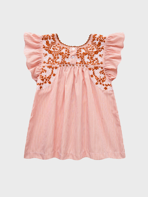Six Honeybees Girls' Flutter Sleeve Puebla Top