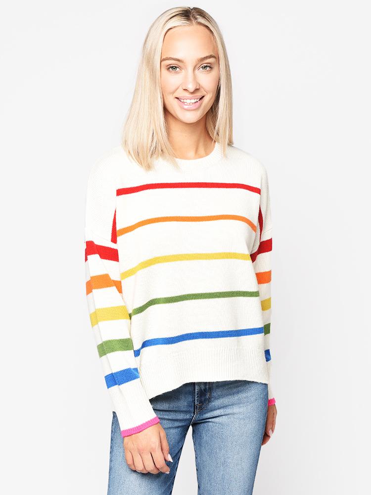 Sundry Women's Rainbow Stripe Oversized Sweater Saint