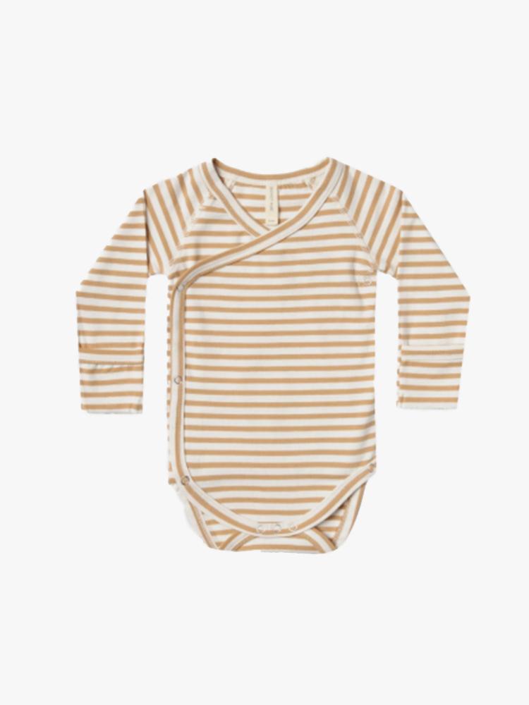 Quincy Mae Kimono Bodysuit Honey Stripe - Saint Bernard
