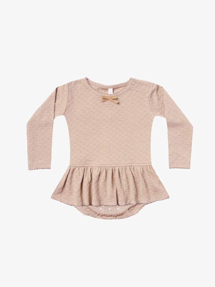 Quincy Mae Pointelle Skirted Onesie - Saint Bernard