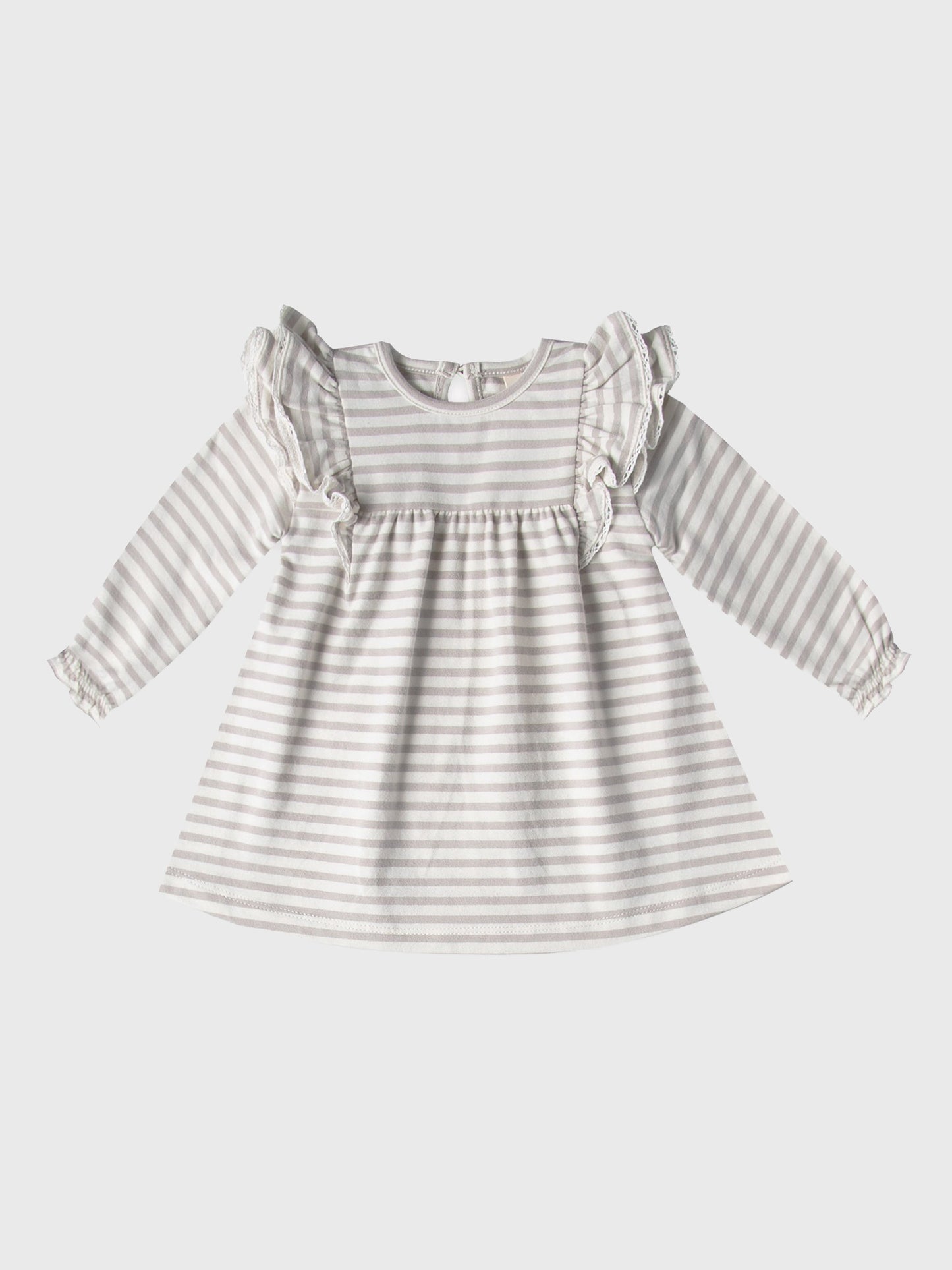 Quincy Mae Long Sleeve Flutter Dress - Saint Bernard