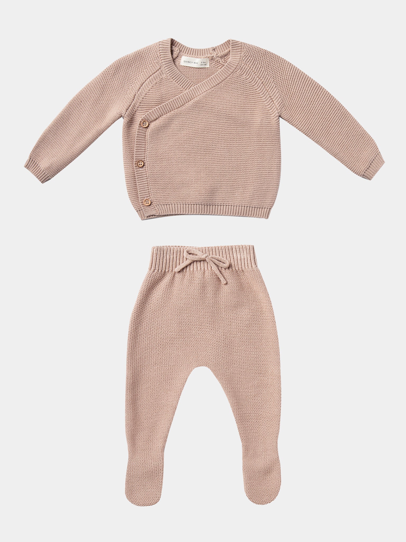 Quincy Mae Baby Knit Kimono Set - Saint Bernard