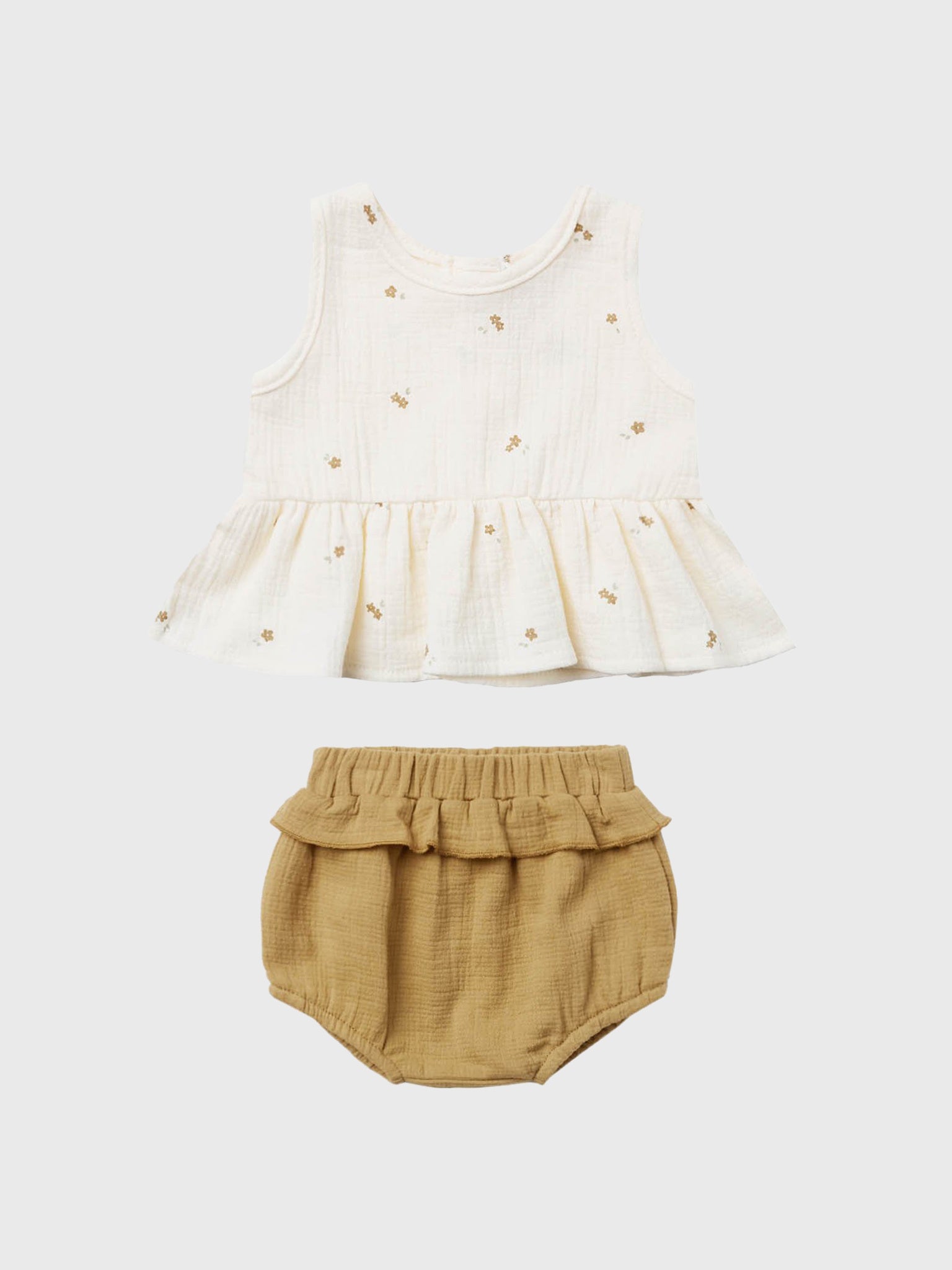 Quincy Mae Little Girls' Tiny Flowers Sleeveless Peplum Set - Saint Bernard
