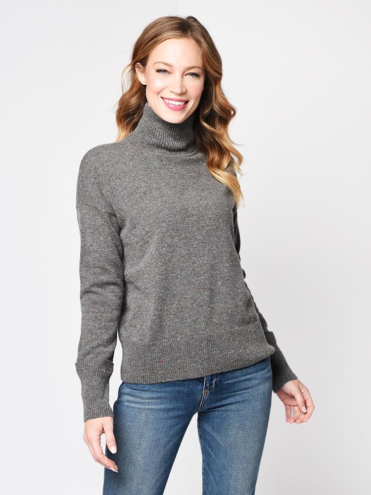 Autumn Cashmere Women's Relaxed Mock Neck With Cuff Detail - Saint Bernard