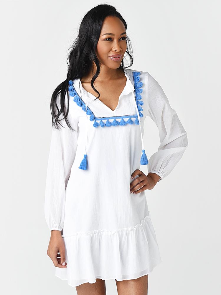 Sail To Sable Tassel Front Flounce Dress - Saint Bernard