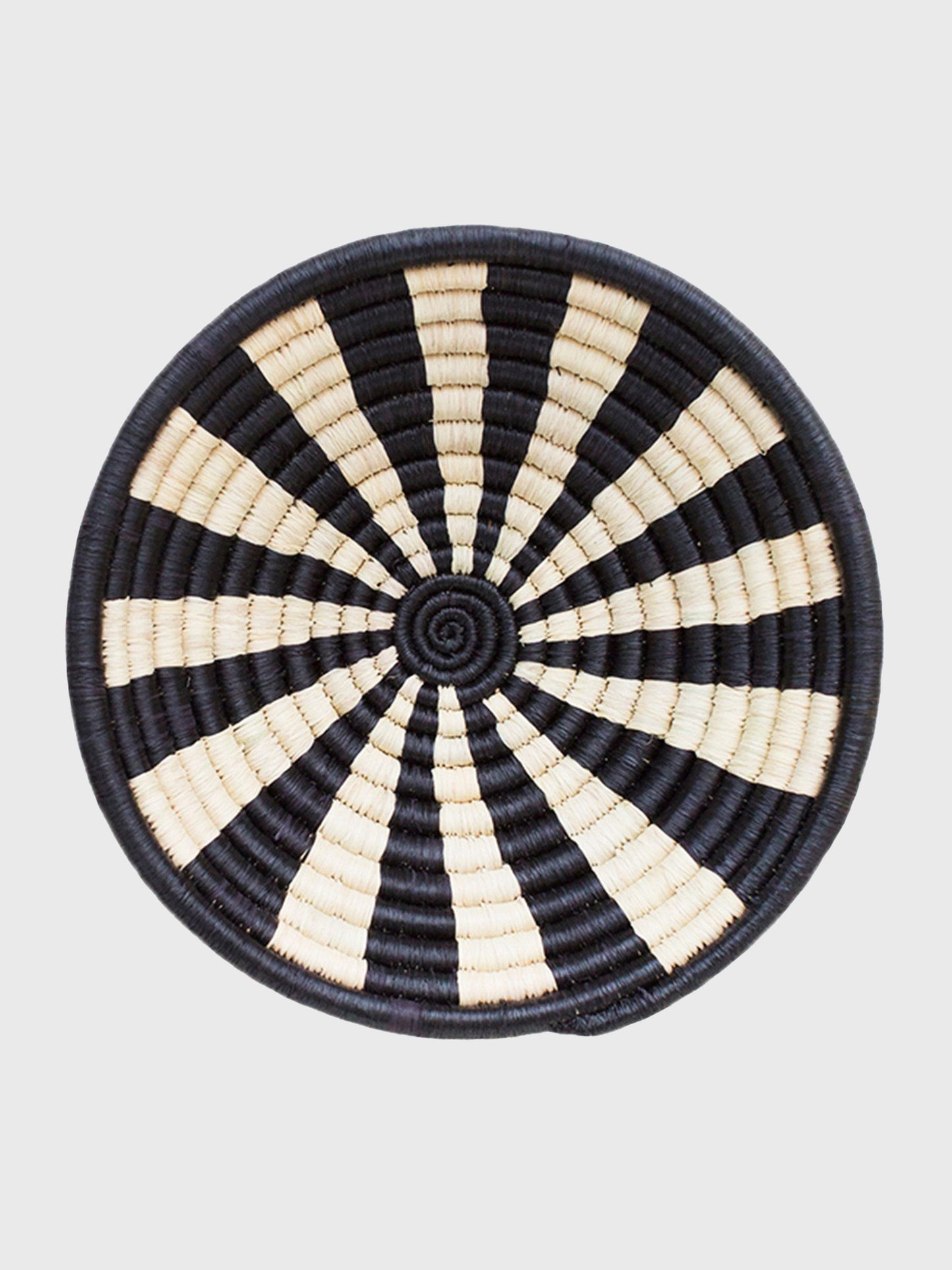 Indego Africa Mini Raffia Stripes Plateau Basket - Saint Bernard