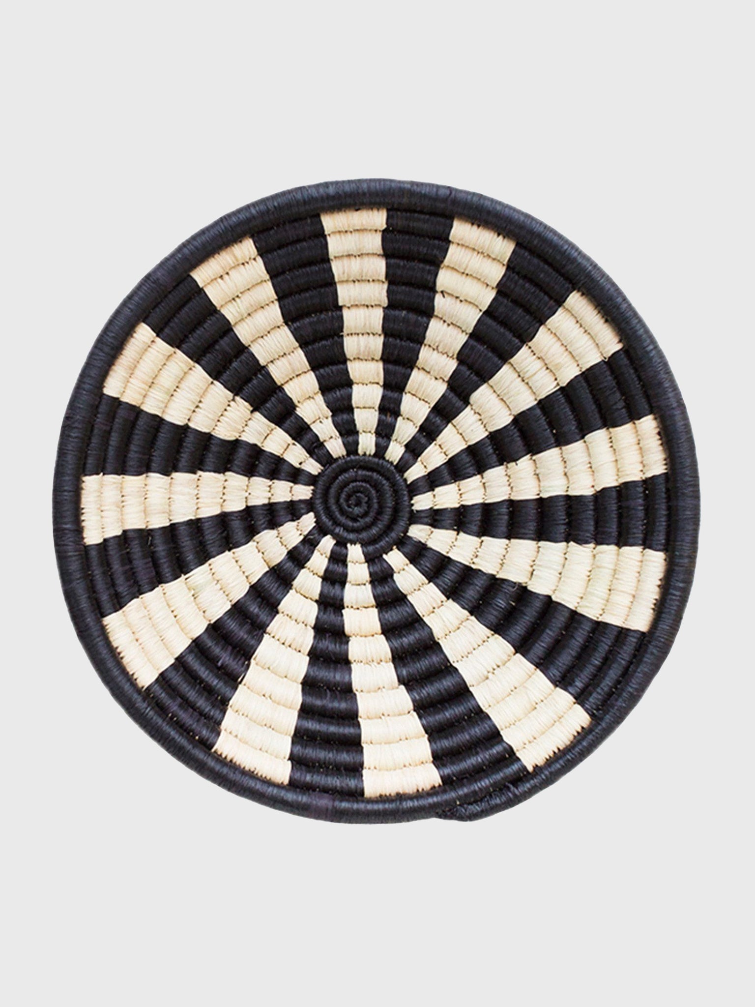 Indego Africa Mini Raffia Stripes Plateau Basket - Saint Bernard