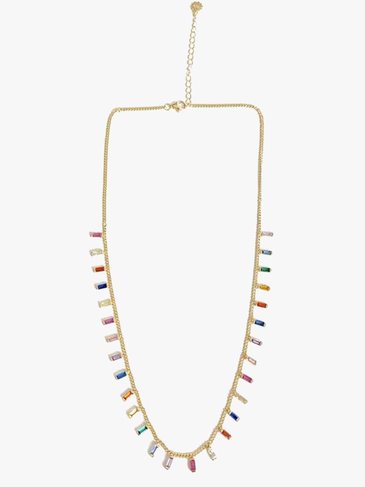 Goldenstrand Jewelry Rainbow Baguette Charm Necklace