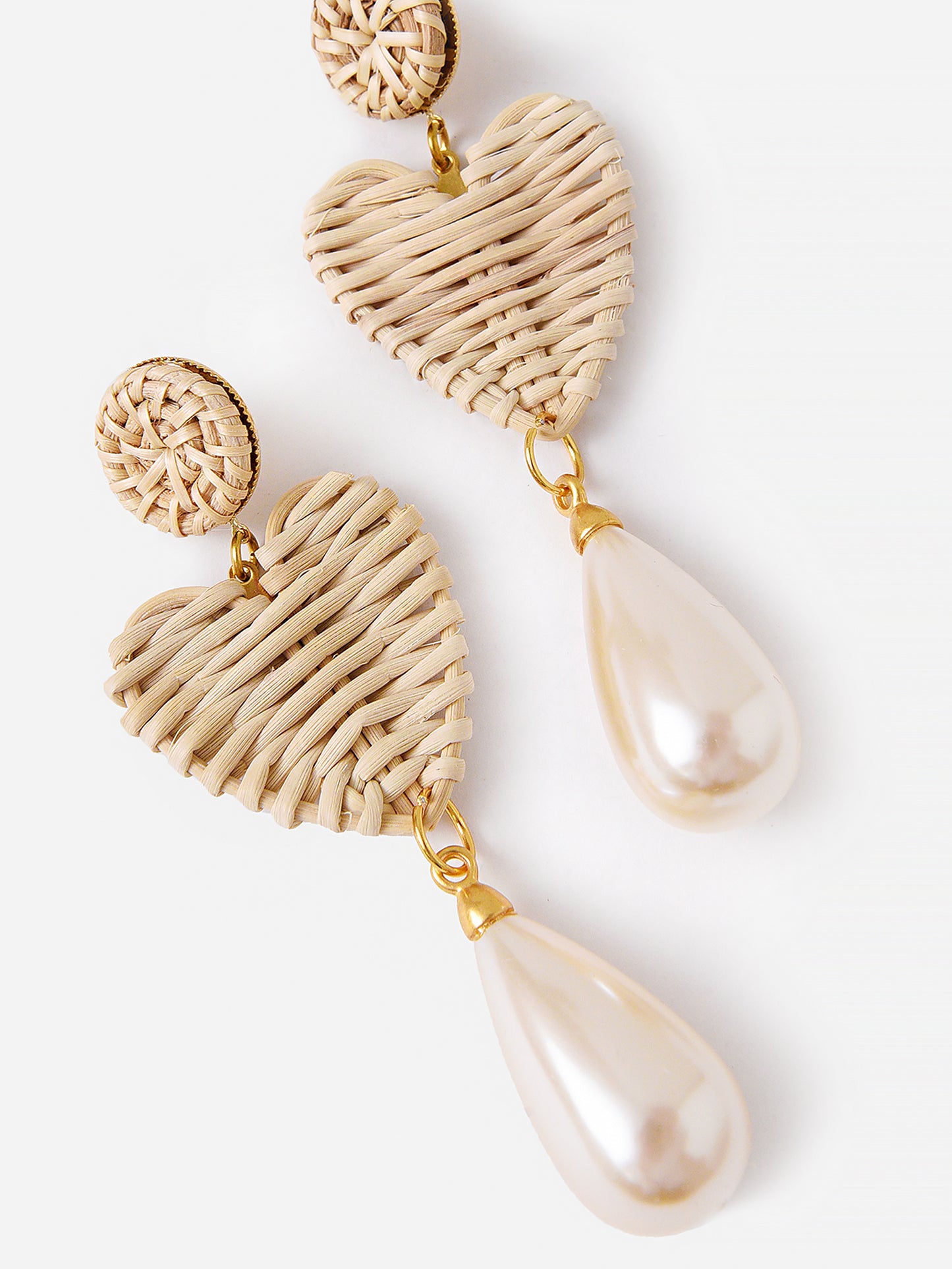 Neely Phelan Women's Rattan Heart Pearl Teardrop Earrings
