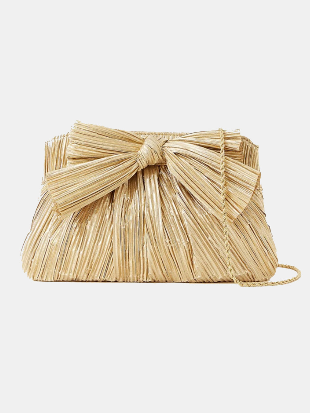 Loeffler Randall Rayne Pleated Bow Clutch Gold Bag - Saint Bernard