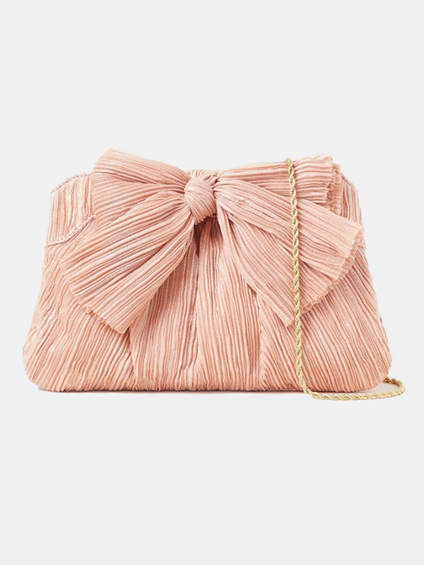 Loeffler Randall Rayne Pleated Bow Clutch Gold Bag - Saint Bernard