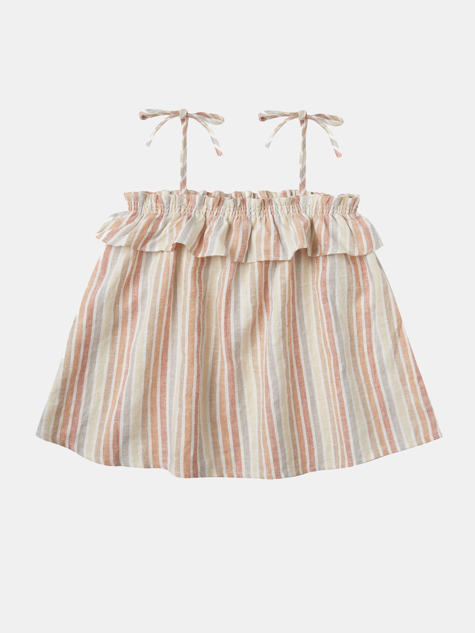 Rylee + Cru Little Girls' Multi-Stripe Ruffle Top - Saint Bernard