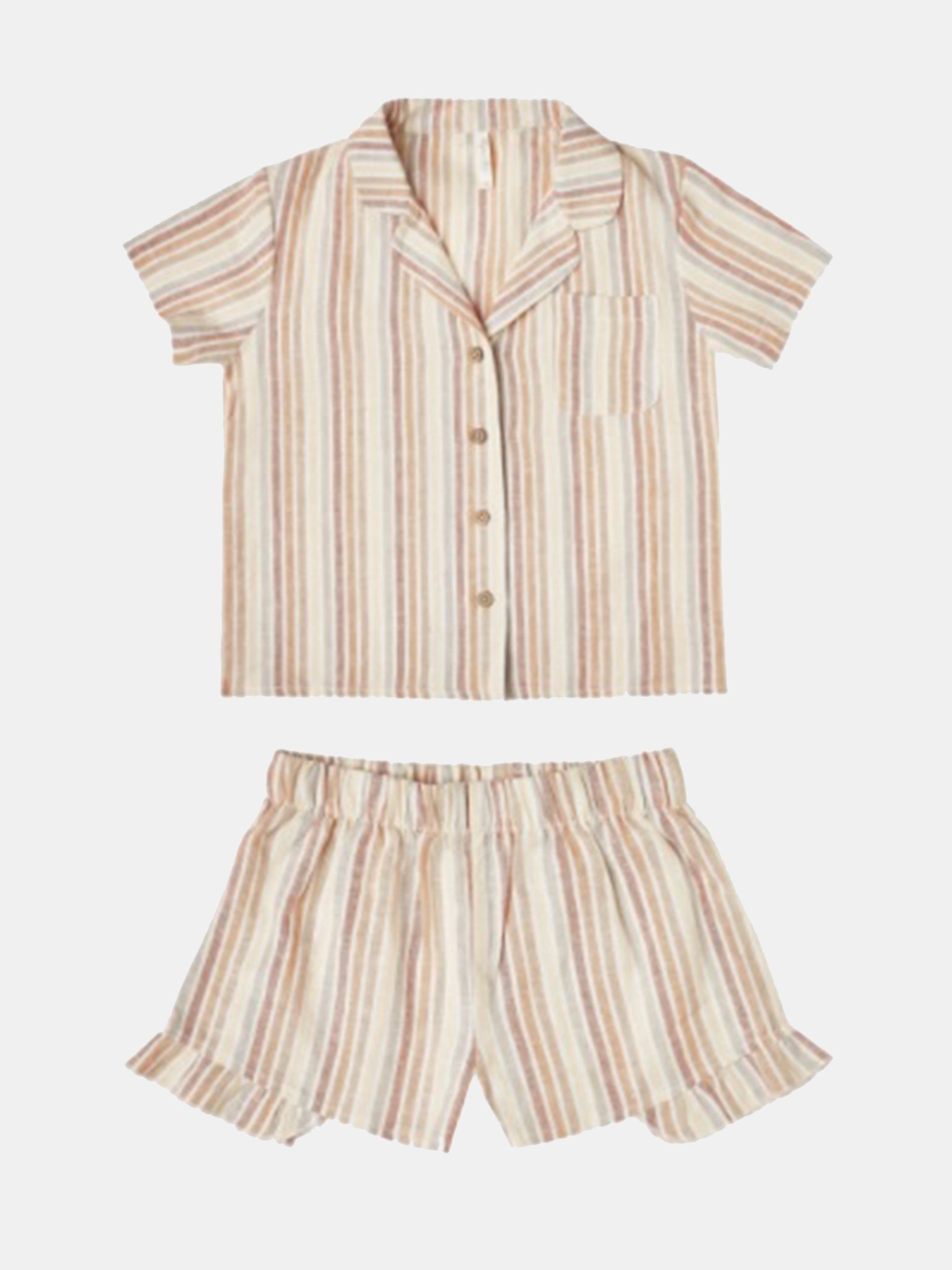Rylee + Cru Girls' Multi-Stripe Pajama Set - Saint Bernard