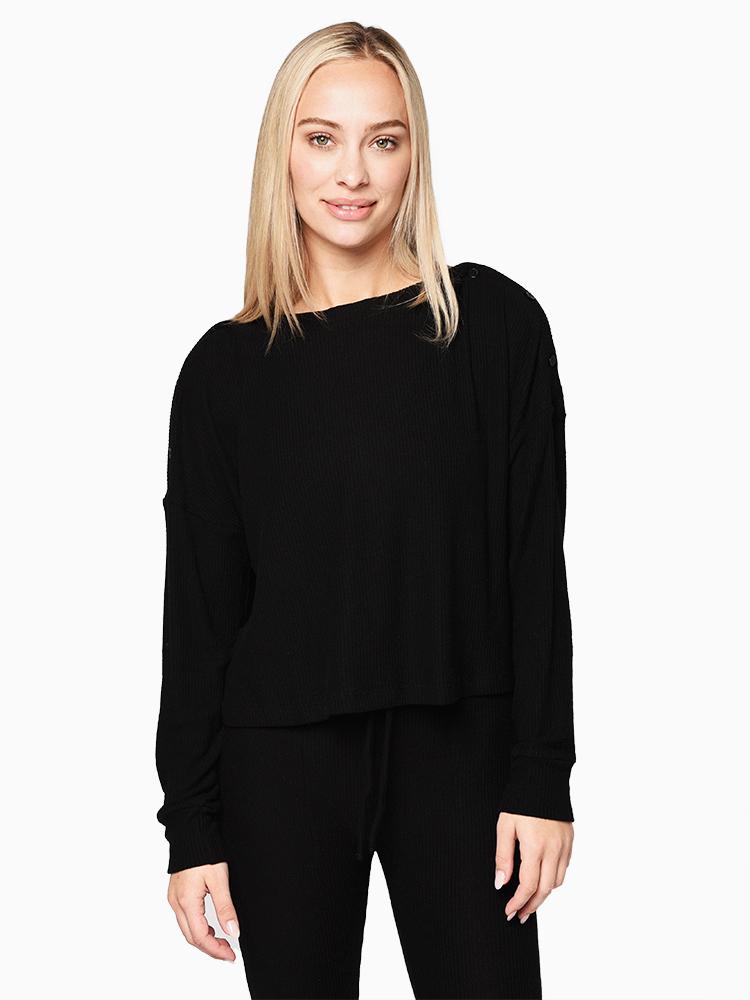 Beyond Yoga Your Line Buttoned Boxy Pullover - Saint Bernard