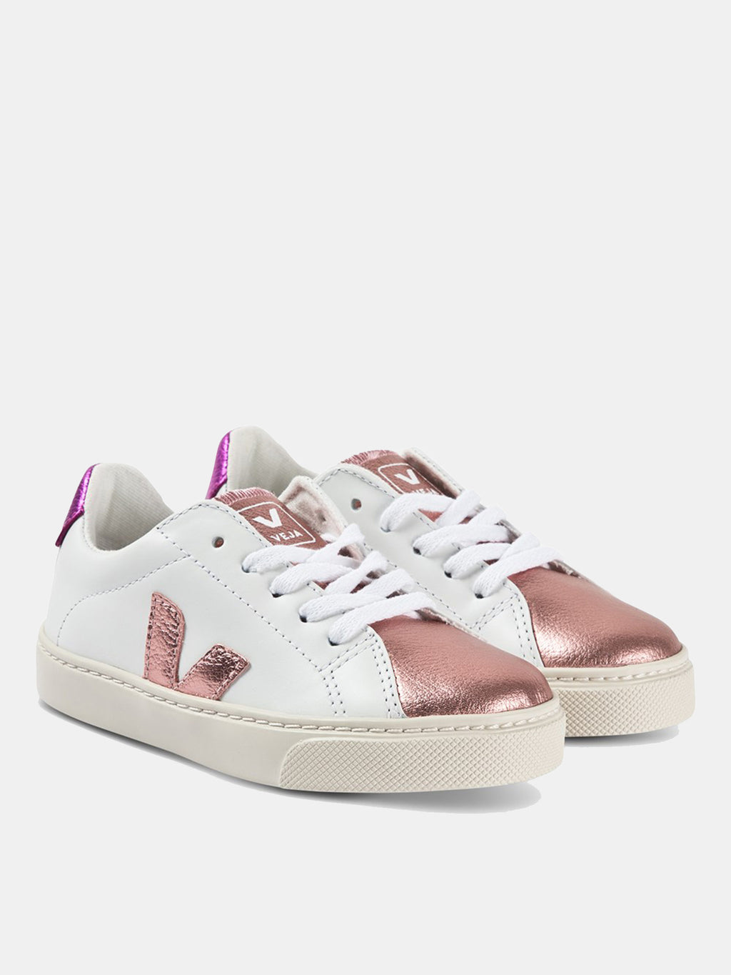 Veja Little Girls' Esplar Lace Leather Sneaker - Saint Bernard