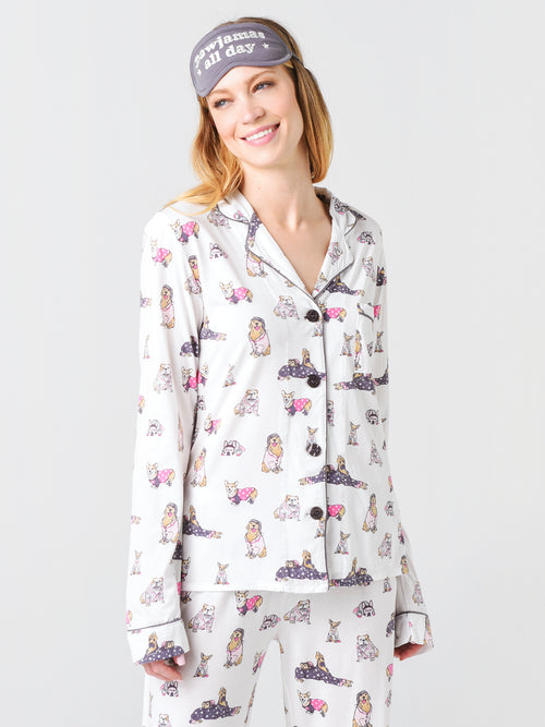 P.J. Salvage Printed Pajama Set with Mask