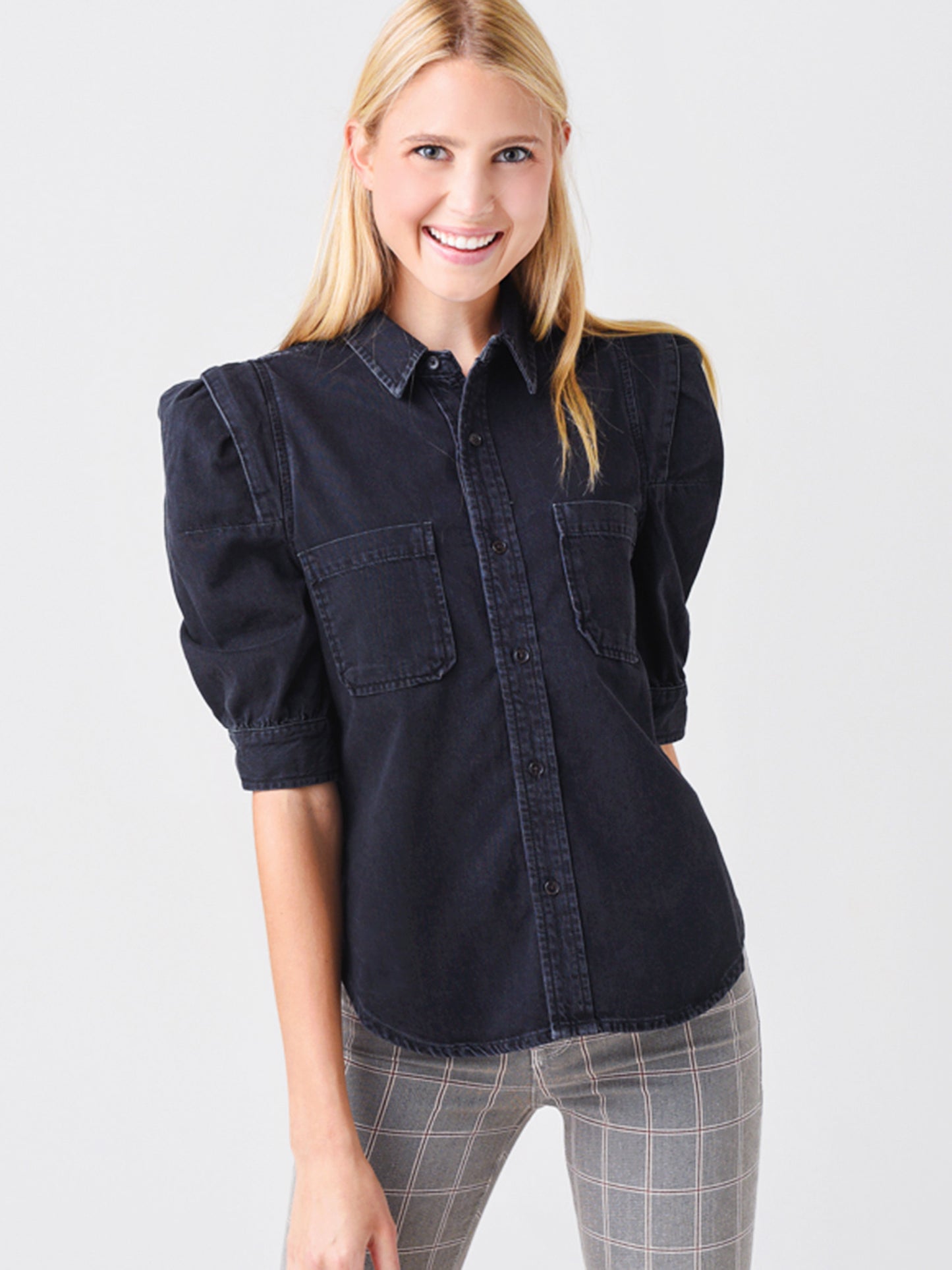 Frame Women's Rosette Sleeve Button-Down Shirt - Saint Bernard