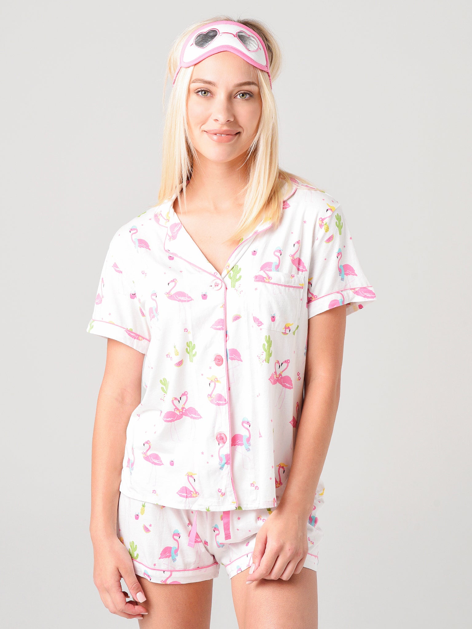 P.J. Salvage Women's Playful Prints PJ Set With Mask - Saint Bernard