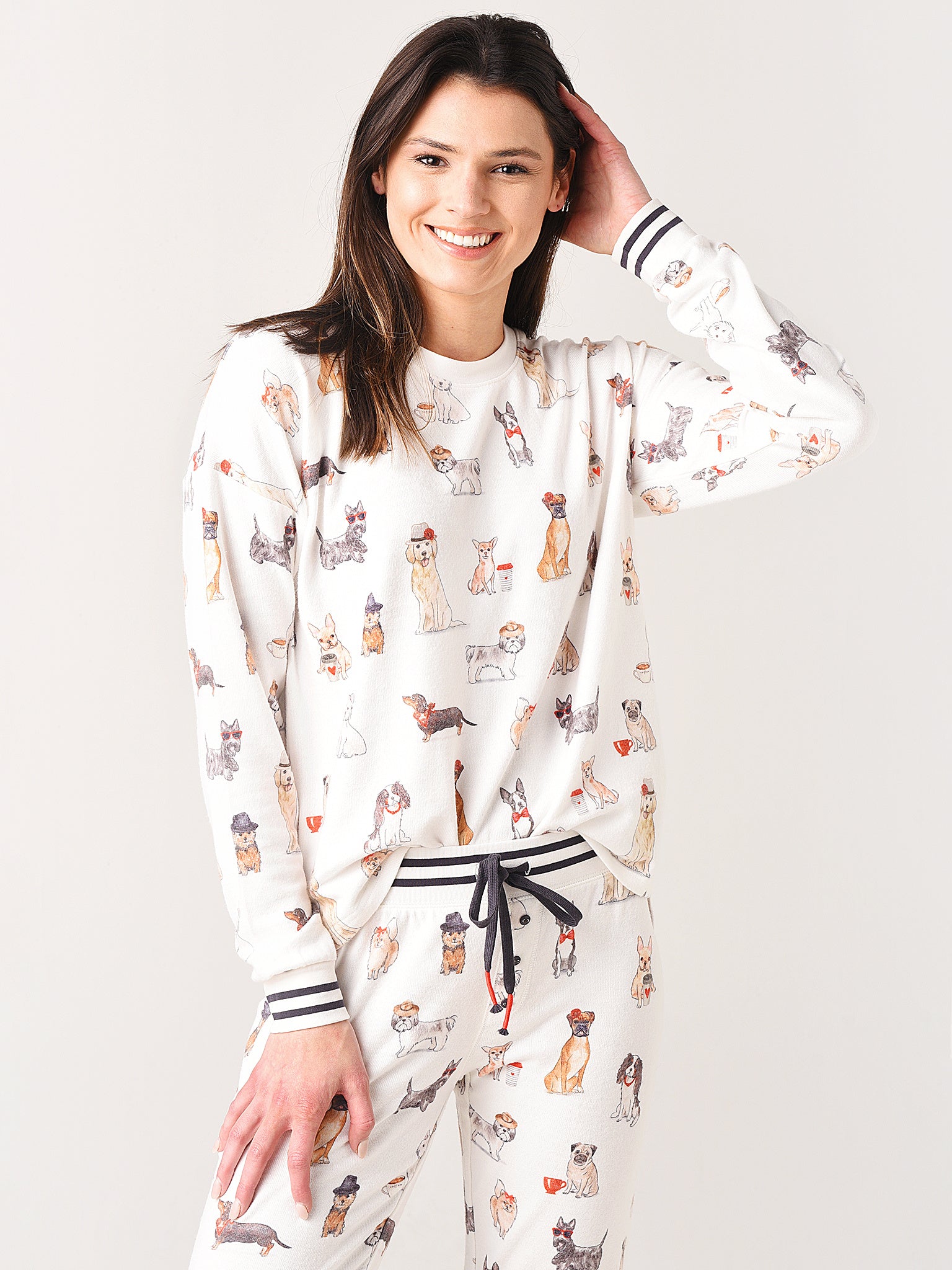 P.J. Salvage Women's Coffee + Canines Long Sleeve Top - Saint Bernard